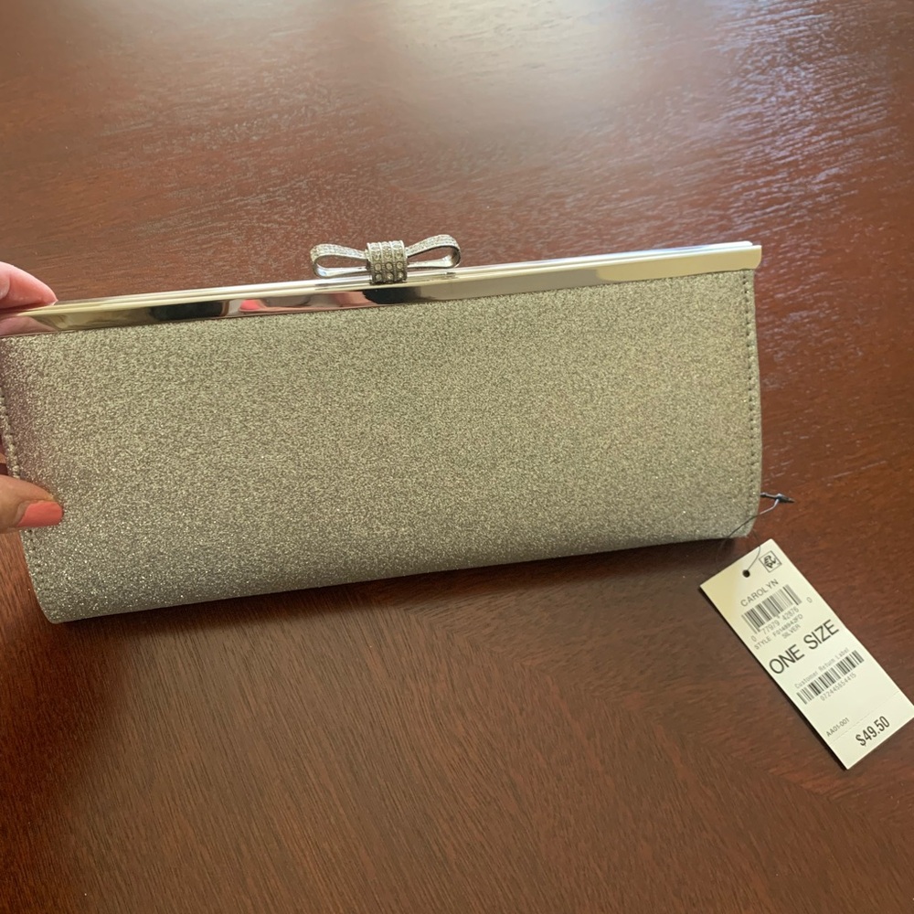 INC International Concepts Elegant Silver Clutch Bag - Picture 3 of 4